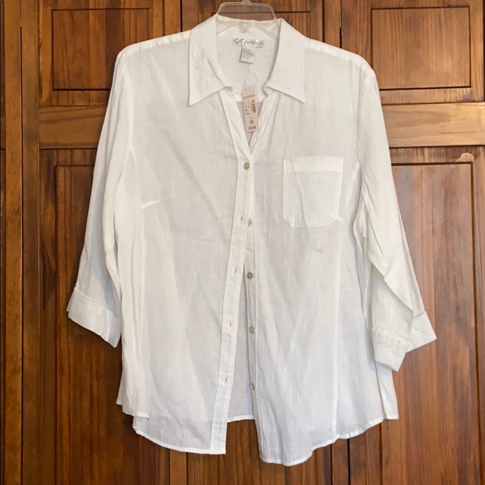 Dress Barn Collared Linen Blouse size 22/24W